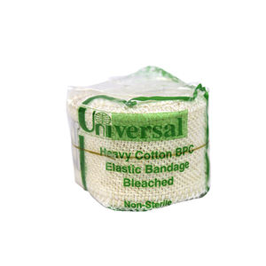 Universal Crepe Bandage, Heavyweight, 2.5cm x 2.3m Unstretched, 4.5m Stretched, Smooth, Bleached White, 12/Pack Pack