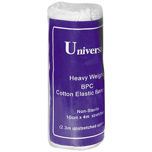 Universal Crepe Bandage, Heavyweight, 2.5cm x 2.3m Unstretched, 4.5m Stretched, Smooth, Bleached White, 12/Pack Pack