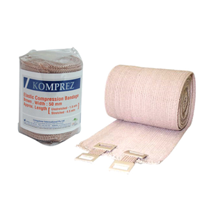 Komprez Elastic Heavy Compression Bandage Brown, 5cm x 1.6 metres, stretchable to 4.5 metres, 12/Pack Pack