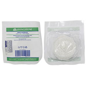 Livingstone Crepe Bandage, Medium Weight, 2.5cm x 1.6m, All Cotton, Sterile, Each Each