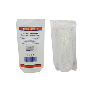 Livingstone Crepe Bandage, Medium Weight, 2.5cm x 1.6m, All Cotton, Sterile, Each Each