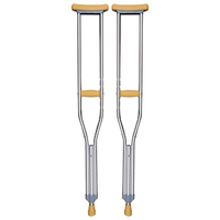 Livingstone Underarm Crutches, Aluminium, Large, Adjustable, 134-154cm, 2/Pack Pair