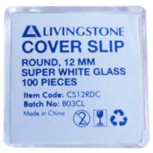 Livingstone Microscope Cover Slip, Rround 12mm, No. 1 Thickness, Borosilicate 3.3 Glass, 100 Pieces/Pack, Germany Pack