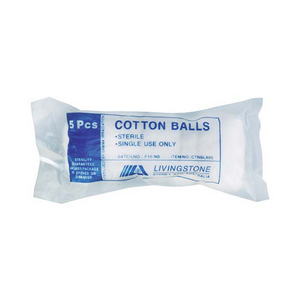 Livingstone Cotton Balls, 100pct Cotton, 0.6 Grams, Non-Sterile, White, 55/Bag Bag