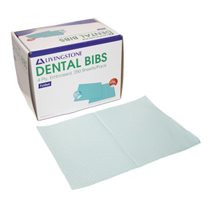 Livingstone Dental Bib or Head Pad, Folded, 4-Ply Waterproof Lined, 31 x 50cm, Large, Pink, 250/Box, 1000/Carton