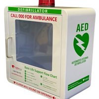 AED Defibrillator Cabinet, 40(H) x 34(W) x 20(D)cm, with Alarm and Strobe Light, Wall Mounted, Each Each