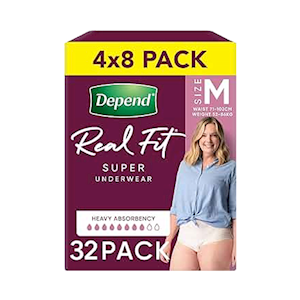 Depend Real Fit Super Underwear for Women, 1320ml, 71-102cm, Medium Waist, Nude, 8/Pack Pack