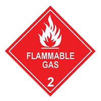 Brady Dangerous Goods Label Flammable Gas 2, 100 x 100mm, Self-Adhesive Vinyl, White, 25 Pieces/Pack