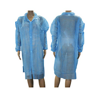 Liv Isolation Gown, Dust Coat, Long Sleeve, Easy One Touch Hook Loop Fastener Button w/o Pocket, Free Size, Nonwoven, Blue, 100/Ctn Carton