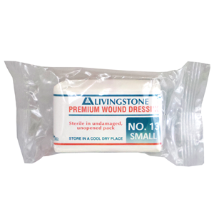 Livingstone Premium Wound Dressing Bandage, #13, Small, 9 x 5 cm Pad, Sterile, Latex Free, 16 grams, 12/Pack Pack