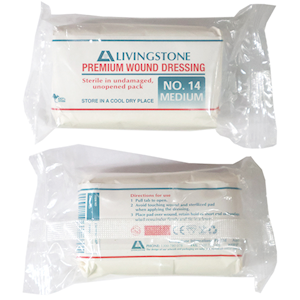 Livingstone Premium Wound Dressing Bandage, #13, Small, 9 x 5 cm Pad, Sterile, Latex Free, 16 grams, 12/Pack Pack