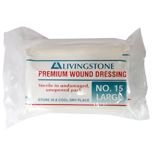 Livingstone Premium Wound Dressing Bandage, #13, Small, 9 x 5 cm Pad, Sterile, Latex Free, 16 grams, 12/Pack Pack