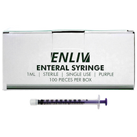 Enliv Enfit Enteral Syringe, 1ml, 5.69mm Internal Diameter, Low Dose, Sterile, Single Use, Purple, 100 Pieces/Box