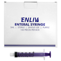 Enliv Enteral Syringe, 5ml, Low Dose, Sterile, Single Use, Purple, 100 Pieces/Box Box