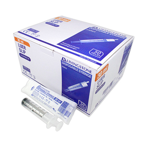 Livingstone Syringe, 10ml, Luer Slip Tip, Eccentric Off Centre Nozzle, Latex Free, Hypoallergenic, Non-Sterile, Loose Each