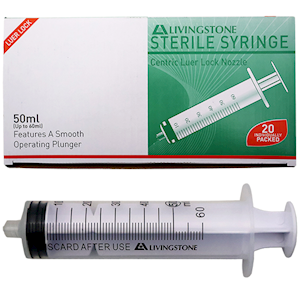 Livingstone Syringe, 3ml, Luer Lock Tip, Latex Free, Hypoallergenic, Non-Sterile, Loose Each
