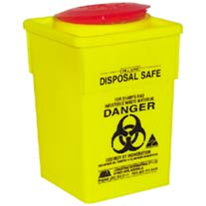 Livingstone Needles Sharps Waste Collector, 2 Litres, with Clip Lid and Finger Guard, Square, Recyclable Plastic, Yellow, Each Each