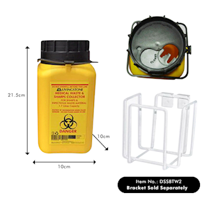 Liv Needles Sharps Waste Collector, 1.7 Litre, 10x10x21.5H cm, Yellow, with Turning Lid for Variable Opening, Fits Bracket DSSBTW2 Each