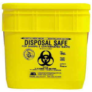 Livingstone Needles Sharps Waste Collector, 5 Litres, with Lid and Finger Guard, Square, Recyclable Plastic, Yellow, 25 Pieces Each