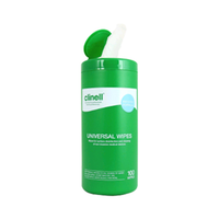 Clinell Universal Disinfectant Wipes, 180 x 266mm, 60GSM, Hospital Grade, 100 Wipes/Tub Pack