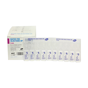 Pfizer Water for Injection BP, 5mL, 50 Steriluer Ampoules/Box Box