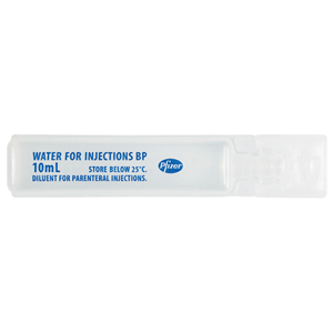 Pfizer Water for Injection BP, 10mL, 50 Steriluer Ampoules/Box Box