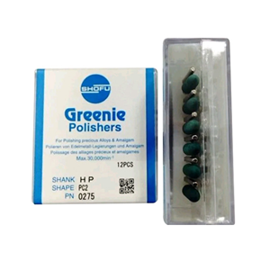 Shofu Greenie Polisher, Shank HP, Shape PC2, No 0275, 12/Pack Pack