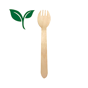 Liv Eco Wooden Spork, 165 x 34mm, Non-Sterile, 20 Pieces/Pack Pack