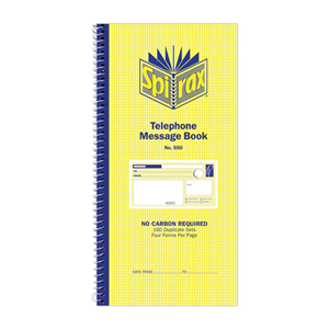 Spirax Telephone Message Book
