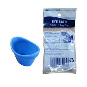 Livingstone Eye Bath, Blue, Recyclable Plastic Eggcup Type, Single Packed. Each