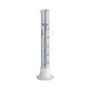 Measuring Mixing Cylinder w/ Hexagonal Base and Plastic Stopper, Class A, 250mL, SJ 24/29, Brown Stain Grad, Boro Glass, European, Each