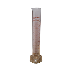 Measuring Mixing Cylinder w/ Hexagonal Base and Plastic Stopper, Class A, 250mL, SJ 24/29, Brown Stain Grad, Boro Glass, European, Each