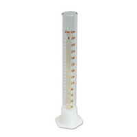 Lincon Measuring Cylinder with Plastic Hex Base and Collar, Tall Form, Class A, 250mL, Amber Stain Grad, Borosilicate Glass, 2/Box