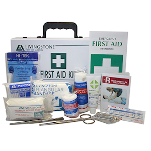 Livingstone First Aid Kit, Class C, Complete Set In Metal Case, for 1-10 people, Meets Workplace Health and Safety Regulation Each