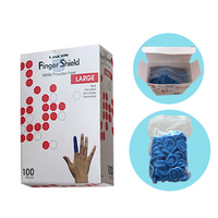 Lincon Nitrile Finger Cots, Powder Free, Antistatic, Large, Blue, 100/Bag Bag