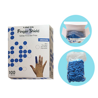 Lincon Nitrile Finger Cots, Powder Free, Antistatic, Medium, Blue, 100/Bag Bag