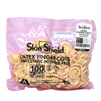 Skin Shield Latex Finger Cots, Powder Free, Antistatic, Medium, 100/Bag Bag
