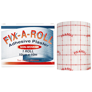 Fix-A-Roll Adhesive Dressing Fixation Retention Tape Plaster, 10cm x 10 Metres, Nonwoven, Low Allergy, Latex Free, Each Box