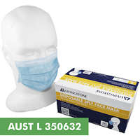 Liv Medical Hypoallergenic Face Mask TGA 350632, Level 2 Tested, 3-Ply, EN14683 Type IIR, ASTM F2100-19, Earloop, Blue, Latex Free, 50/Box Box