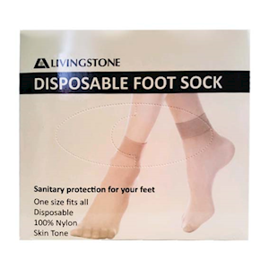 Livingstone Disposable Foot Socks, One Size Fits All, Tan, 100/Box Box