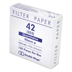 Double Ring Filter Paper, Quantitative, Ashless, Slow Speed, No. 203 (No.42), 70mm Dia, 2~5um Pore Size, Biodegradable, 100/Box