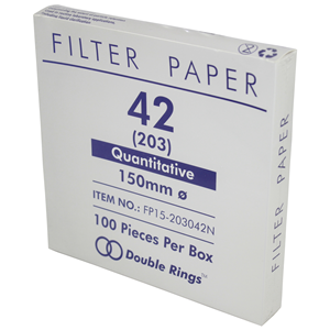 Double Ring Filter Paper, Quantitative, Ashless, Slow Speed, No. 203 (No.42), 70mm Dia, 2~5um Pore Size, Biodegradable, 100/Box