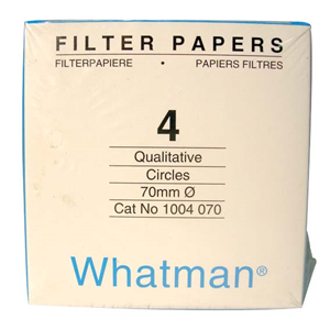 Whatman Filter Paper, Qualitative, Fast Speed, Grade 4, 42.5mm Dia, 20~25um Pore Size, Biodegradable, 100/Pack