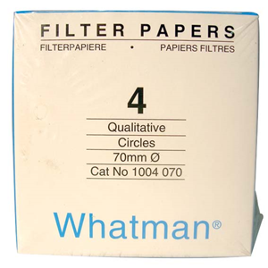 Whatman Filter Paper, Qualitative, Fast Speed, Grade 4, 42.5mm Dia, 20~25um Pore Size, Biodegradable, 100/Pack