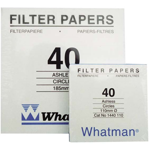 Whatman Filter Paper, Quantitative, Medium Speed, Creped, Grade 40, Ashless, 55mm Dia, 8um Pore Size, Biodegradable, 100/Pack