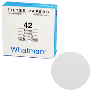 Whatman Filter Paper, Quantitative, Slow Speed, Grade 42, Ashless, 55mm Dia, 2.5um Pore Size, Biodegradable, 100/Pack