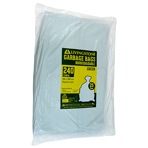 Livingstone Garbage Bag Bin Liner, Recyclable, 120 Litres, 110 x 95cm, 25 Microns, Heavy Duty, HDPE, Star Seal, Black, 25/Pack Pack