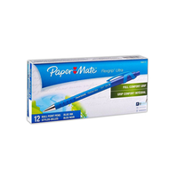 PaperMate FlexGrip Ultra Retractable Ballpoint Pens, 0.8mm, Fine, Blue, 12/Box Box