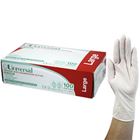 Universal Biodegradable Latex Examination Gloves, AS/NZ Standard, Low Powder, Large, Cream Colour, 100/Box Box