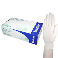 Universal Biodegradable Latex Gloves, ASTM, Low Powder, Large, Cream Colour, 100/Box Box